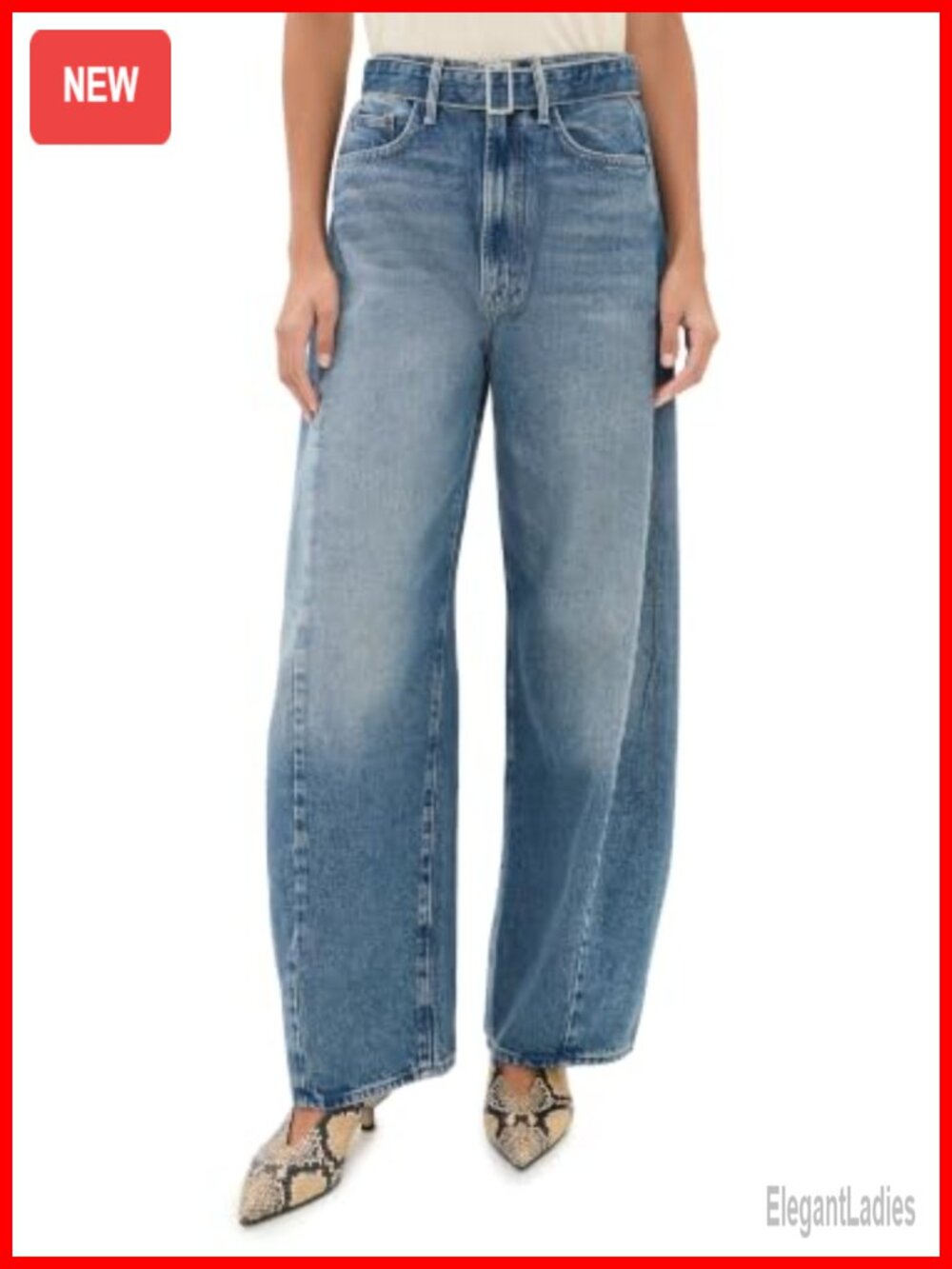 High Rise Barrel Leg Jeans Mid Weight Non Stretch Denim